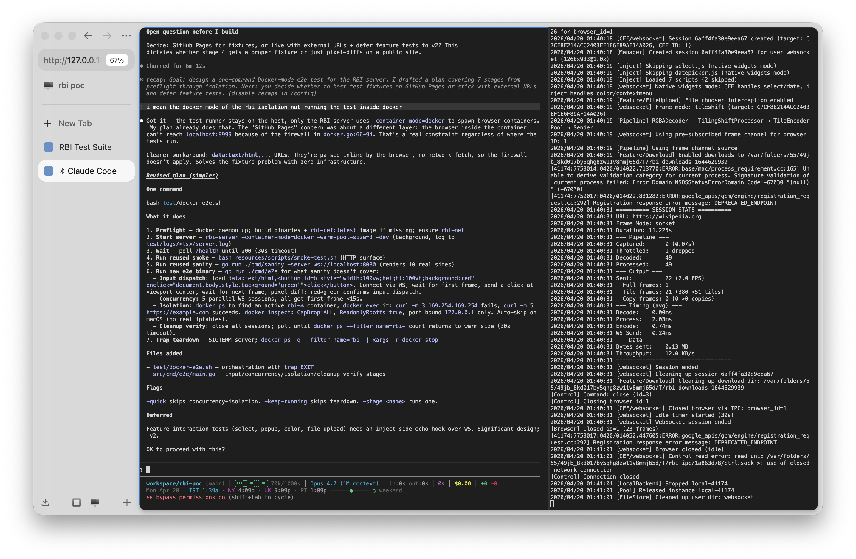 termulaa, a coding agent and a streaming log in a single split terminal