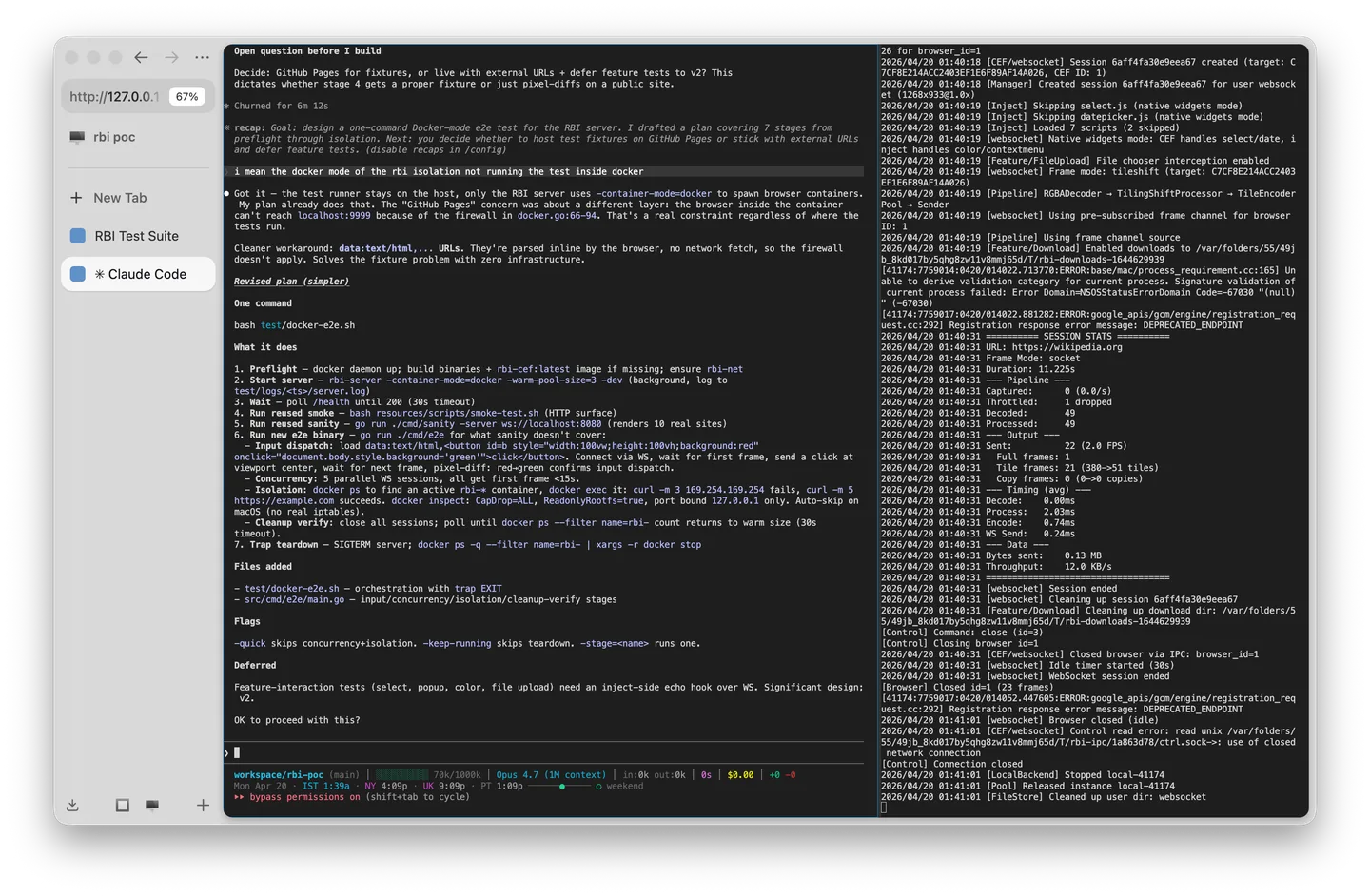 termulaa, a coding agent and a streaming log in a single split terminal